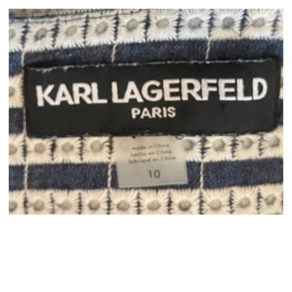 Karl Lagerfeld Blue and White Sheath Mini Dress
